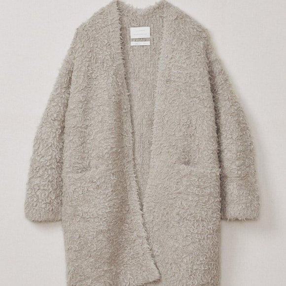 Lauren Manoogian Sherpa Cardigan, Coat, Taupe, Beige, One Size (OS) - Picture 3 of 6